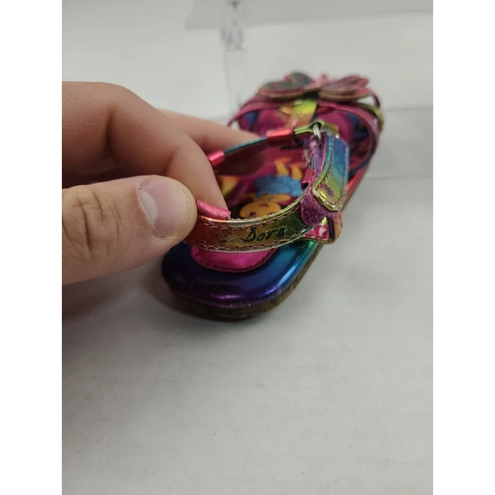 Vintage Dora The Explorer Toddler Girl Shoes Sandal Size‎ 7 Y2K Rainbow Strap - Picture 10 of 16